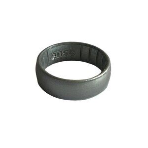 Enso Silicone Ring Unisex Size 11 Metallic Silver Comfortable Flexible Accessory